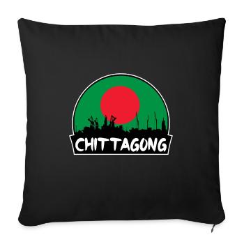 Chittagong Bangladesh Flag Skyline Silhouette Trav - Sofa pillowcase 17,3'' x 17,3'' (45 x 45 cm) - black - Front