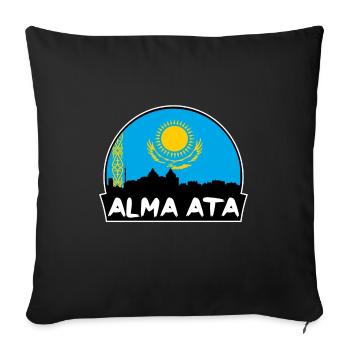 Alma Ata Kazakhstan Flag Skyline Silhouette Travel - Sofa pillowcase 17,3'' x 17,3'' (45 x 45 cm) - black - Front