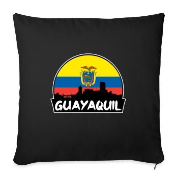 Guayaquil Equador Flag Skyline Silhouette Voyage - Housse de coussin décorative 45 x 45 cm - noir - Devant