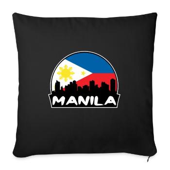 Manila Philippines Flag Skyline Silhouette Travel - Sofa pillowcase 17,3'' x 17,3'' (45 x 45 cm) - black - Front