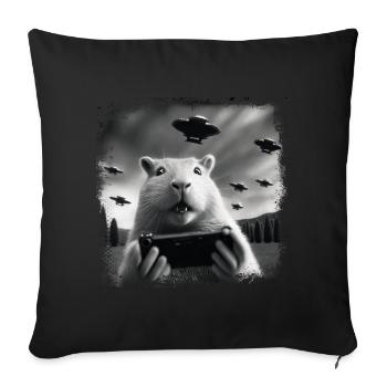Capybara Capybara Ufo Rodent Animal Funny - Sofa pillowcase 17,3'' x 17,3'' (45 x 45 cm) - black - Front
