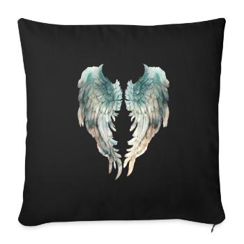 Ailes en aquarelle bleues - Housse de coussin décorative 45 x 45 cm - noir - Devant