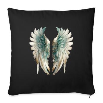 Ailes d'Ange aquarelle pastel - Housse de coussin décorative 45 x 45 cm - noir - Devant