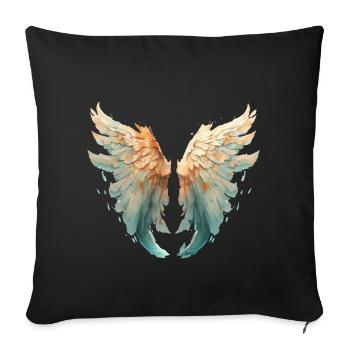 Ailes aquarelle turquoise orange - Housse de coussin décorative 45 x 45 cm - noir - Devant