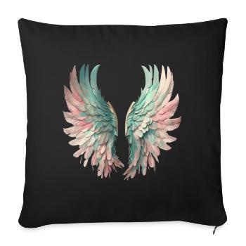 Ethereal Pastel Wings - Sofa pillowcase 17,3'' x 17,3'' (45 x 45 cm) - black - Front