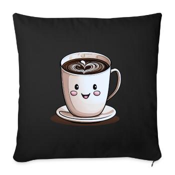Smiling cup of coffee - Sofa pillowcase 17,3'' x 17,3'' (45 x 45 cm) - black - Front