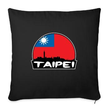 Taipei Taiwan Flag Skyline Silhouette Travel - Sofa pillowcase 17,3'' x 17,3'' (45 x 45 cm) - black - Front