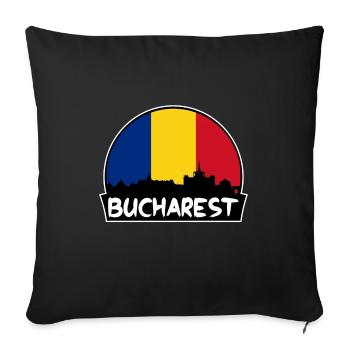 Bucharest Romania Flag Skyline Silhouette Travel - Sofa pillowcase 17,3'' x 17,3'' (45 x 45 cm) - black - Front
