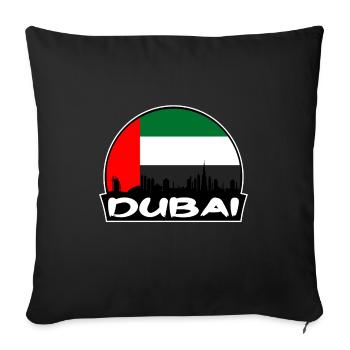 Dubai Uae Flag Skyline Silhouette Travel - Sofa pillowcase 17,3'' x 17,3'' (45 x 45 cm) - black - Front
