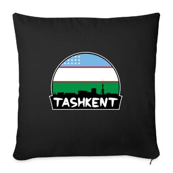 Tachkent Ouzbékistan Flag Skyline Silhouette Voyage - Housse de coussin décorative 45 x 45 cm - noir - Devant