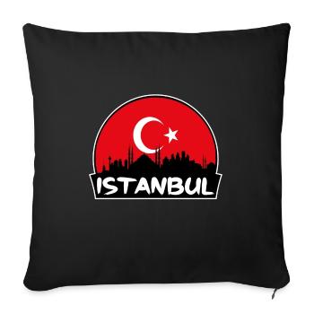 Istanbul Turkey Flag Skyline Silhouette Travel - Sofa pillowcase 17,3'' x 17,3'' (45 x 45 cm) - black - Front