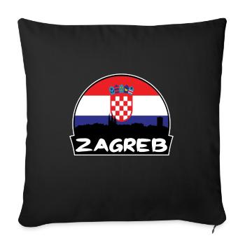 Zagreb Croatie Flag Skyline Silhouette Voyage - Housse de coussin décorative 45 x 45 cm - noir - Devant