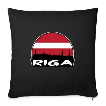 Riga Lettland Flagge Skyline Silhouette Reisen - Sofakissenbezug 45 x 45 cm - Schwarz - Vorne