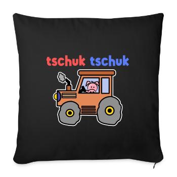 Tracteur agriculteur Machines agricoles disant champ de véhicules - Housse de coussin décorative 45 x 45 cm - noir - Devant