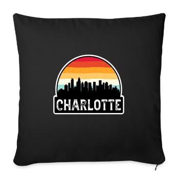 Charlotte, North Carolina, Vereinigte Staaten von Amerika, Flagge, Skyline, Reisen, S - Sofakissenbezug 45 x 45 cm - Schwarz - Vorne