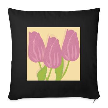 Tulips - Sofa pillowcase 17,3'' x 17,3'' (45 x 45 cm) - black - Front