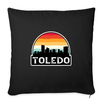 Toledo Ohio USA Flag Skyline Travel Souvenir - Sofa pillowcase 17,3'' x 17,3'' (45 x 45 cm) - black - Front