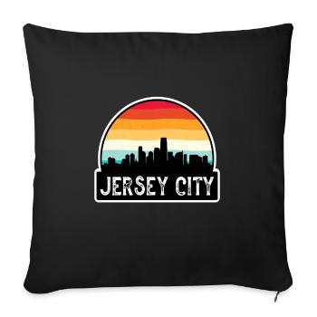 Jersey City New Jersey USA Flag Skyline Travel Sou - Housse de coussin décorative 45 x 45 cm - noir - Devant