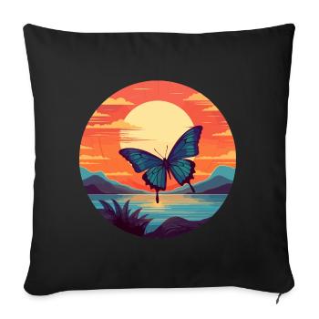 Morpho Papillon Bleu - Housse de coussin décorative 45 x 45 cm - noir - Devant