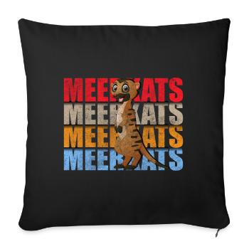 Meerkat Zoo Cute - Sofa pillowcase 17,3'' x 17,3'' (45 x 45 cm) - black - Front