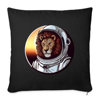Lion Astronaut - Adventurous Space Design - Sofa pillowcase 17,3'' x 17,3'' (45 x 45 cm) - black - Front