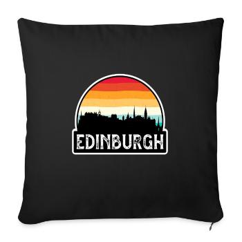 Edinburgh Scotland Flag Skyline Travel Souvenir - Sofa pillowcase 17,3'' x 17,3'' (45 x 45 cm) - black - Front