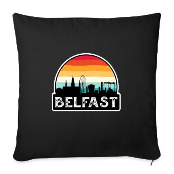 Belfast Northern Ireland Flag Skyline Travel Souve - Sofa pillowcase 17,3'' x 17,3'' (45 x 45 cm) - black - Front