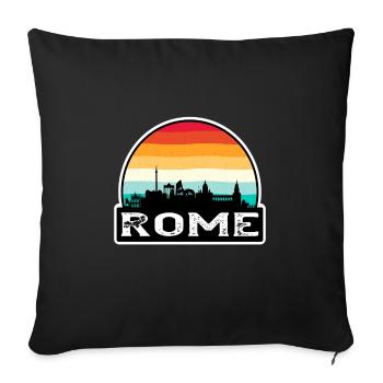 Rome Italy Flag Skyline Travel Souvenir - Sofa pillowcase 17,3'' x 17,3'' (45 x 45 cm) - black - Front
