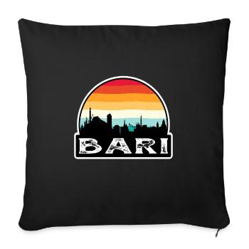 Bari Italie Flag Skyline Souvenir de voyage - Housse de coussin décorative 45 x 45 cm - noir - Devant
