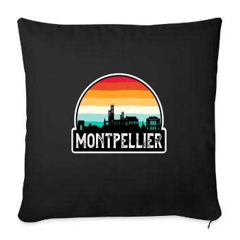 Montpellier France Flag Skyline Souvenir de voyage - Housse de coussin décorative 45 x 45 cm - noir - Devant