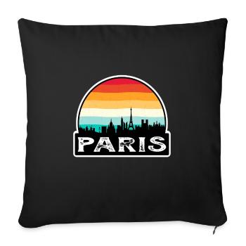 Paris France Flag Skyline Travel Souvenir - Sofa pillowcase 17,3'' x 17,3'' (45 x 45 cm) - black - Front