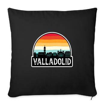 Valladolid Espagne Flag Skyline Souvenir de voyage - Housse de coussin décorative 45 x 45 cm - noir - Devant