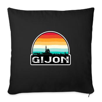 Gijon Spain Flag Skyline Travel Souvenir - Sofa pillowcase 17,3'' x 17,3'' (45 x 45 cm) - black - Front
