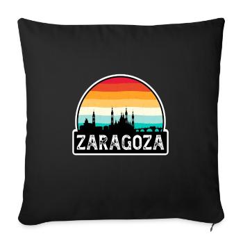 Saragosse Espagne Flag Skyline Souvenir de voyage - Housse de coussin décorative 45 x 45 cm - noir - Devant