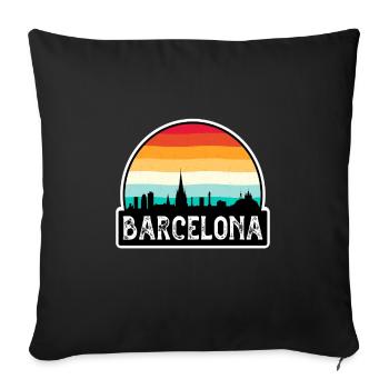 Barcelona Spain Flag Skyline Travel Souvenir - Sofa pillowcase 17,3'' x 17,3'' (45 x 45 cm) - black - Front