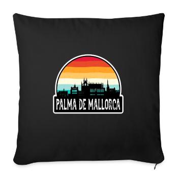Palma De Mallorca Spain Flag Skyline Travel Souven - Sofa pillowcase 17,3'' x 17,3'' (45 x 45 cm) - black - Front