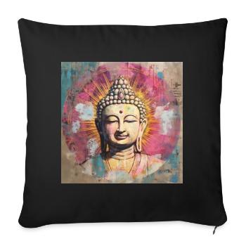 BUDDHA ZEN MEDITATION - Sofa pillowcase 17,3'' x 17,3'' (45 x 45 cm) - black - Front