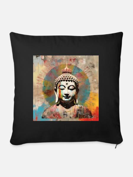 BUDDHA-ZEN-MEDITATION - Sofakissenbezug 45 x 45 cm - Schwarz