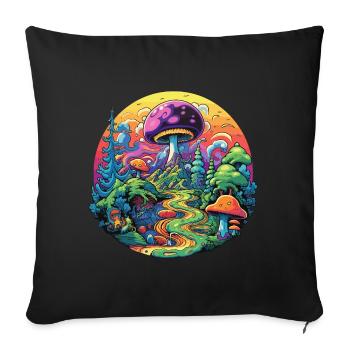 Champignons psychédéliques - Housse de coussin décorative 45 x 45 cm - noir - Devant