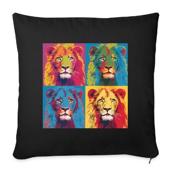 LION POP ART - Sofa pillowcase 17,3'' x 17,3'' (45 x 45 cm) - black - Front