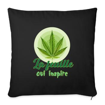 La feuille qui inspire - Feuille de cannabis - Bob - Housse de coussin décorative 45 x 45 cm - noir - Devant