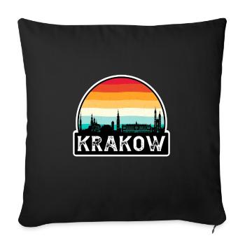 Krakow Poland Flag Skyline Travel Souvenir - Sofa pillowcase 17,3'' x 17,3'' (45 x 45 cm) - black - Front
