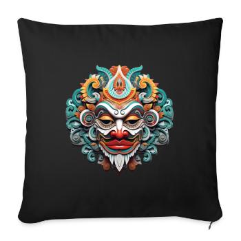 BLINESE MASK INDONESIA - Sofa pillowcase 17,3'' x 17,3'' (45 x 45 cm) - black - Front