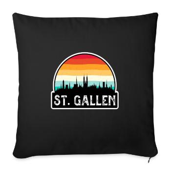 St. Gallen Switzerland Flag Skyline Travel Souveni - Sofa pillowcase 17,3'' x 17,3'' (45 x 45 cm) - black - Front