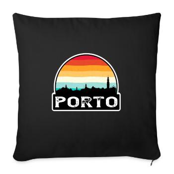 Porto Portugal Flag Skyline Travel Souvenir - Sofa pillowcase 17,3'' x 17,3'' (45 x 45 cm) - black - Front