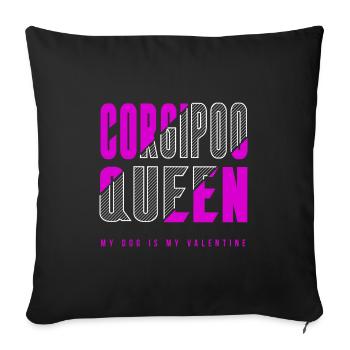 Corgipoo Queen - Sofa pillowcase 17,3'' x 17,3'' (45 x 45 cm) - black - Front