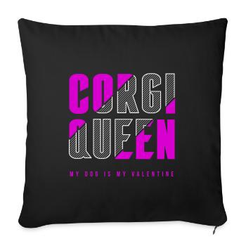 Corgi Reine - Housse de coussin décorative 45 x 45 cm - noir - Devant
