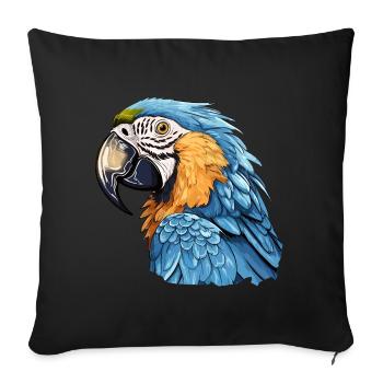 Blue and gold macaw - Sofa pillowcase 17,3'' x 17,3'' (45 x 45 cm) - black - Front