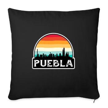 Puebla Mexico Flag Skyline Souvenir de voyage - Housse de coussin décorative 45 x 45 cm - noir - Devant