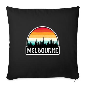 Melbourne Australie Flag Skyline Souvenir de voyage - Housse de coussin décorative 45 x 45 cm - noir - Devant